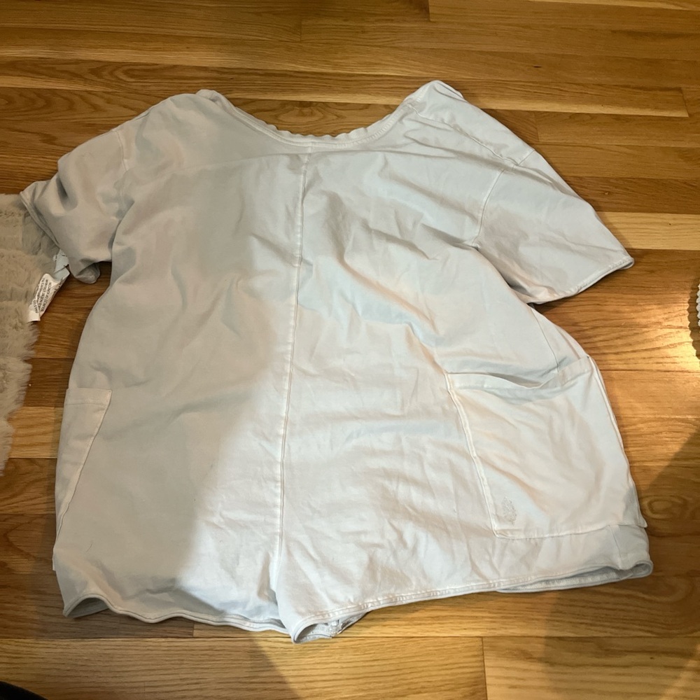 Free People Hot Shot Tee Romper light grey color - Picture 3 of 5